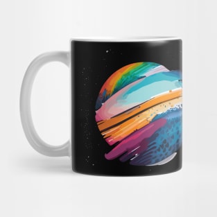 an abstract t-shirt featuring watercolor-inspired brush strokes and colors. Incorporating flowing and vibrant hues to create a dynamic and artistic composition Mug